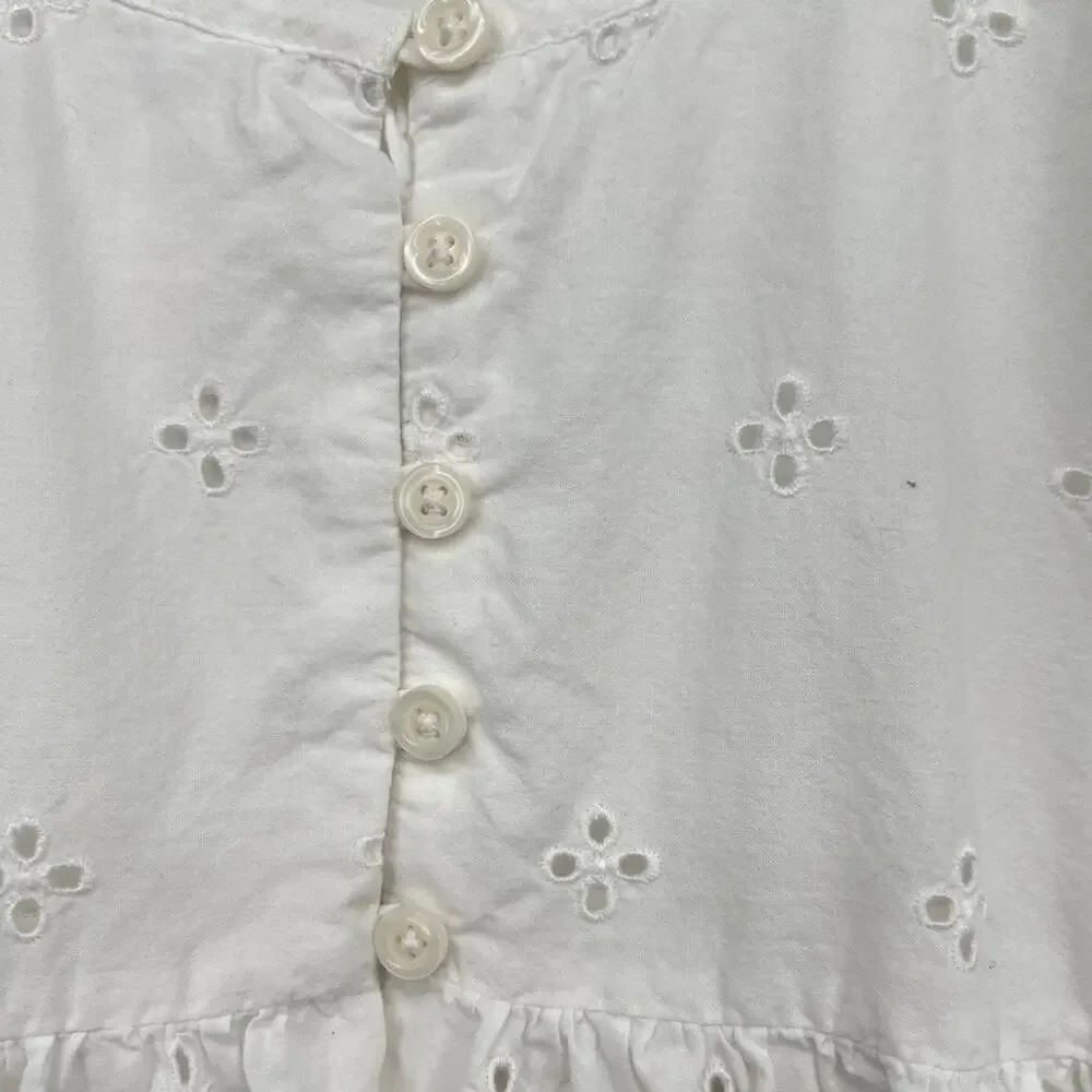 Gap Girl's White Eyelet Scalop Trim White Dress Sz. M 8‎ Easter Wedding Formal